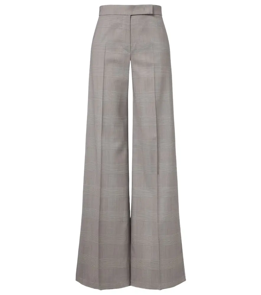 Max Mara Checked virgin wool wide-leg pants