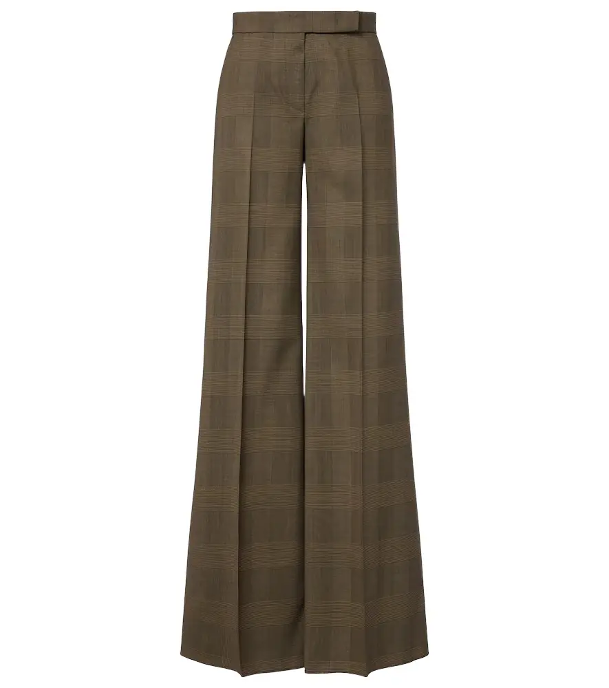 Max Mara Checked virgin wool wide-leg pants