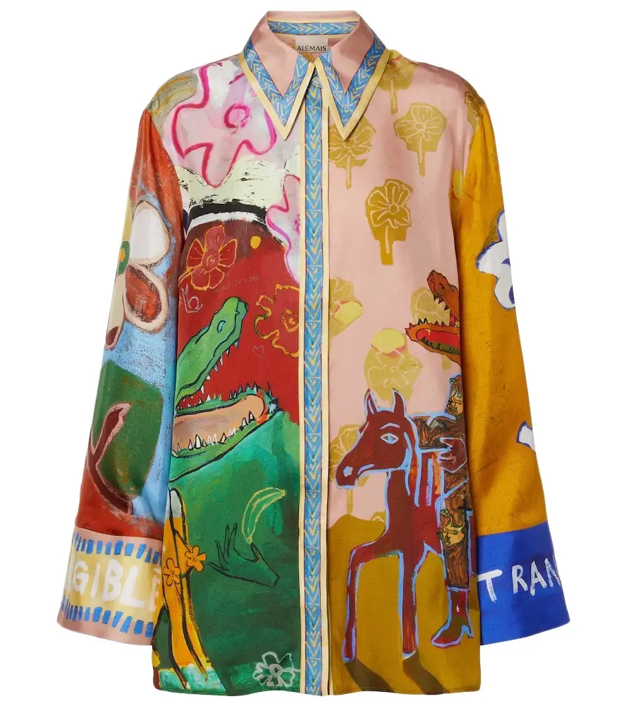 Alemais Alémais x MLAK printed silk twill shirt