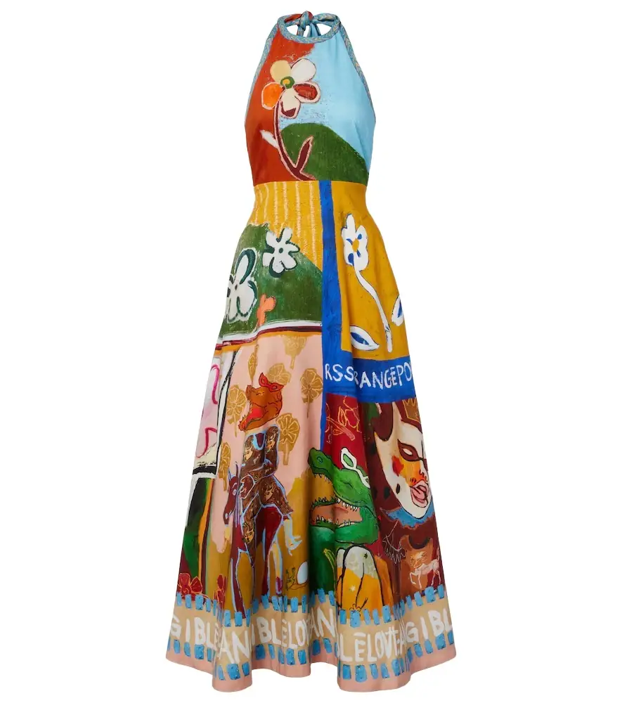 Alemais Alémais x MLAK printed linen-blend midi dress
