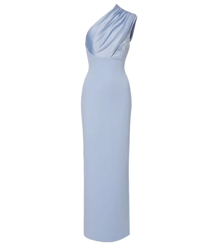 Solace London Gracie one-shoulder satin-trimmed gown
