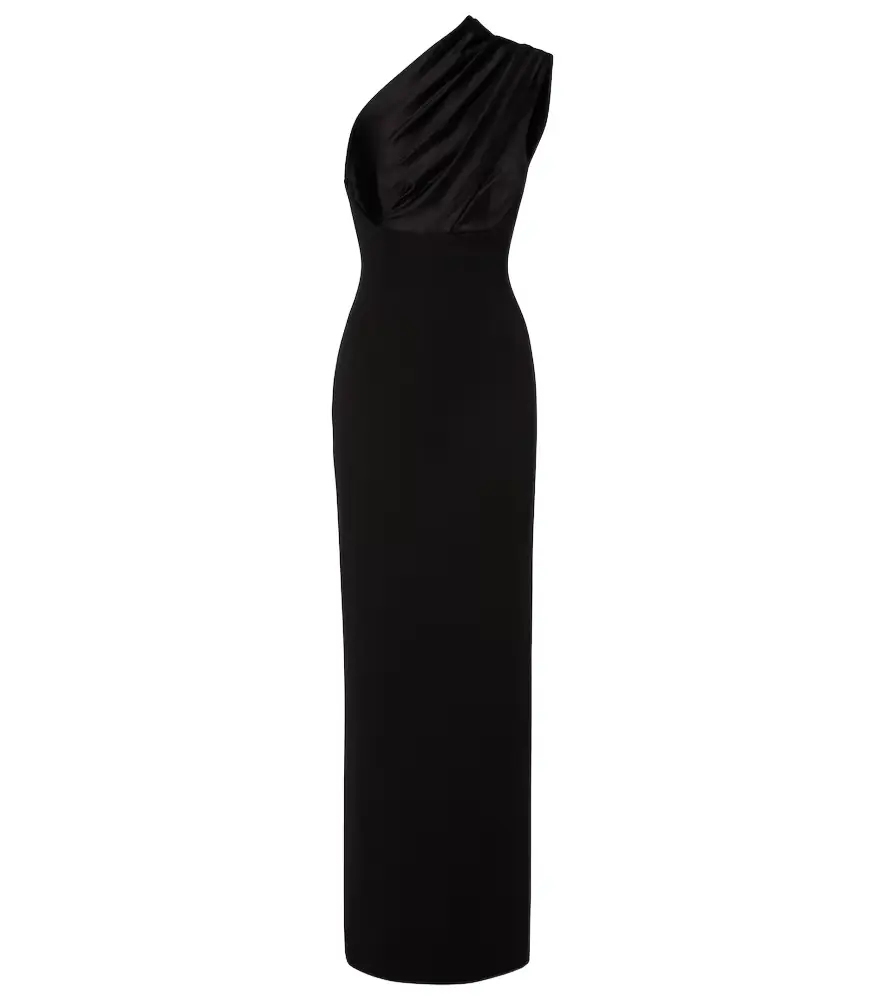 Solace London Gracie one-shoulder satin-trimmed gown