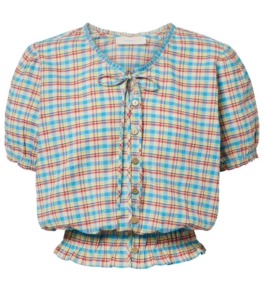 Faithfull Santana checked cotton-blend top
