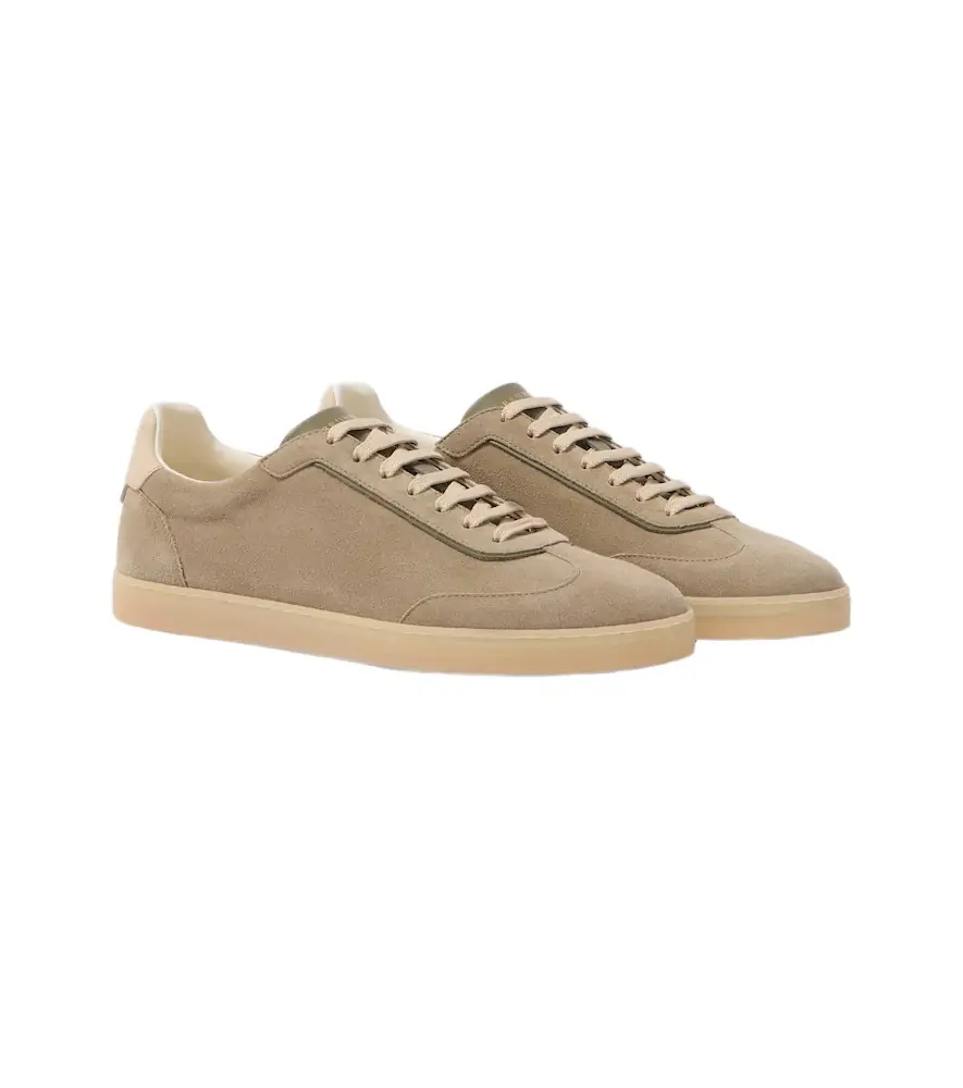 Brunello Cucinelli Leather-trimmed suede sneakers