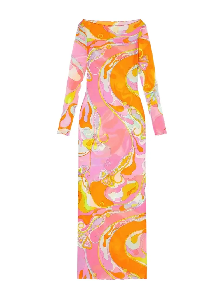PUCCI Printed Tulle Maxi Dress