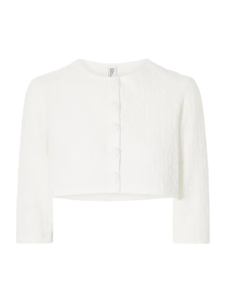 Lisa Marie Fernandez Cropped Floral-jacquard Cardigan