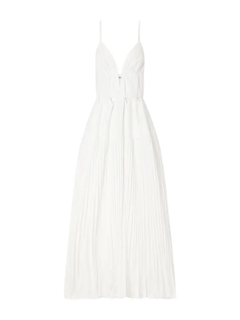 Simkhai Selene Cut-out Pleated Poplin Maxi Dress