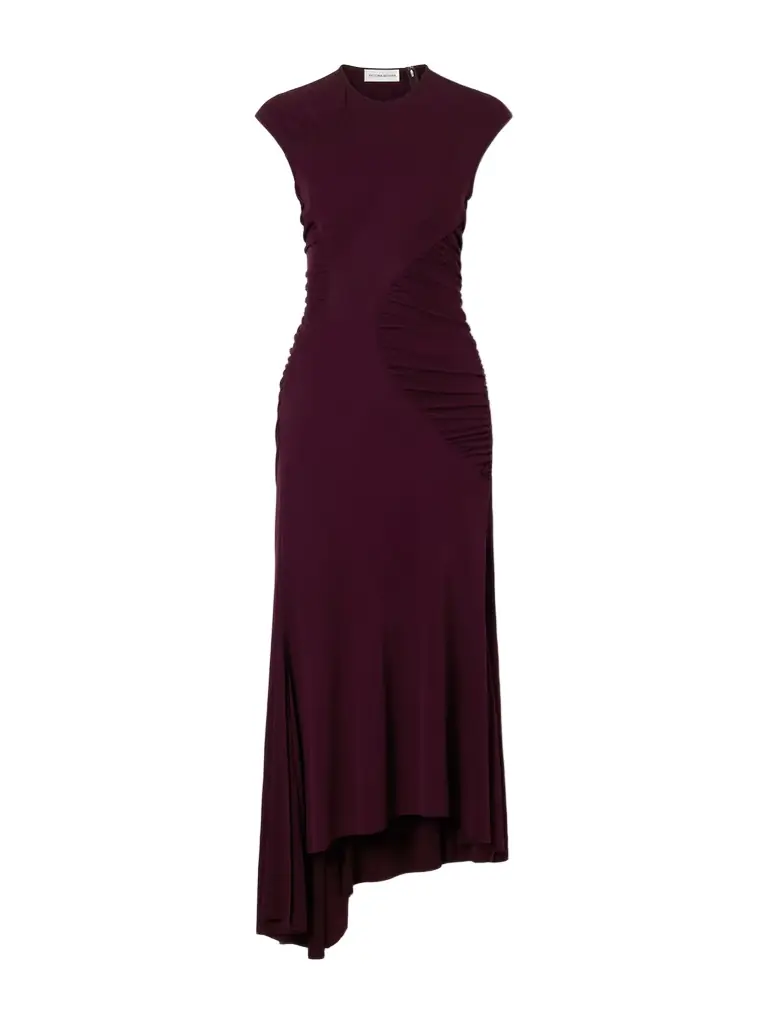 Victoria Beckham Gathered Jersey Midi Dress