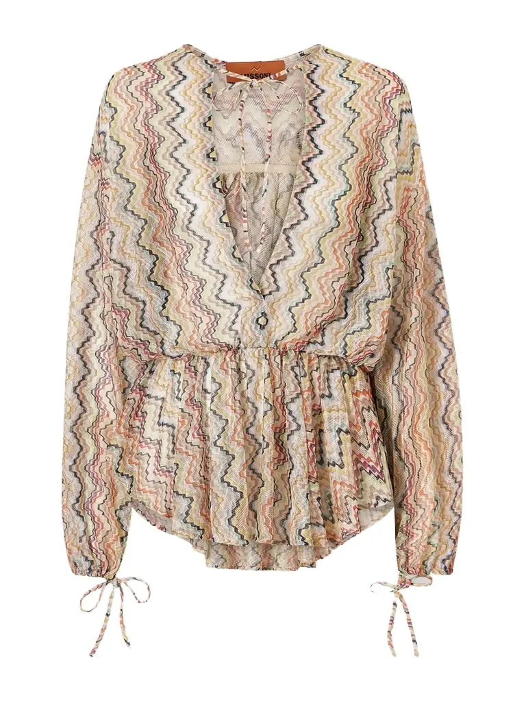 Missoni Mare Gathered Striped Crochet-knit Coverup