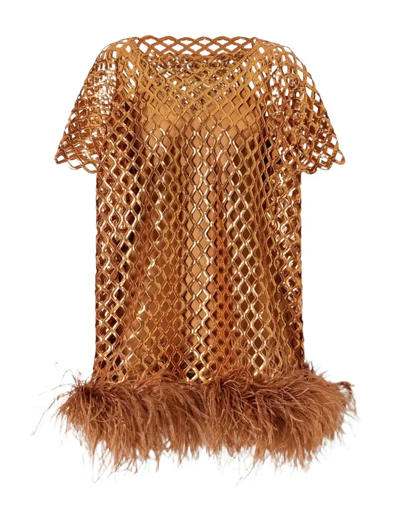 Dima Ayad Feather-trimmed Sequined Blouse