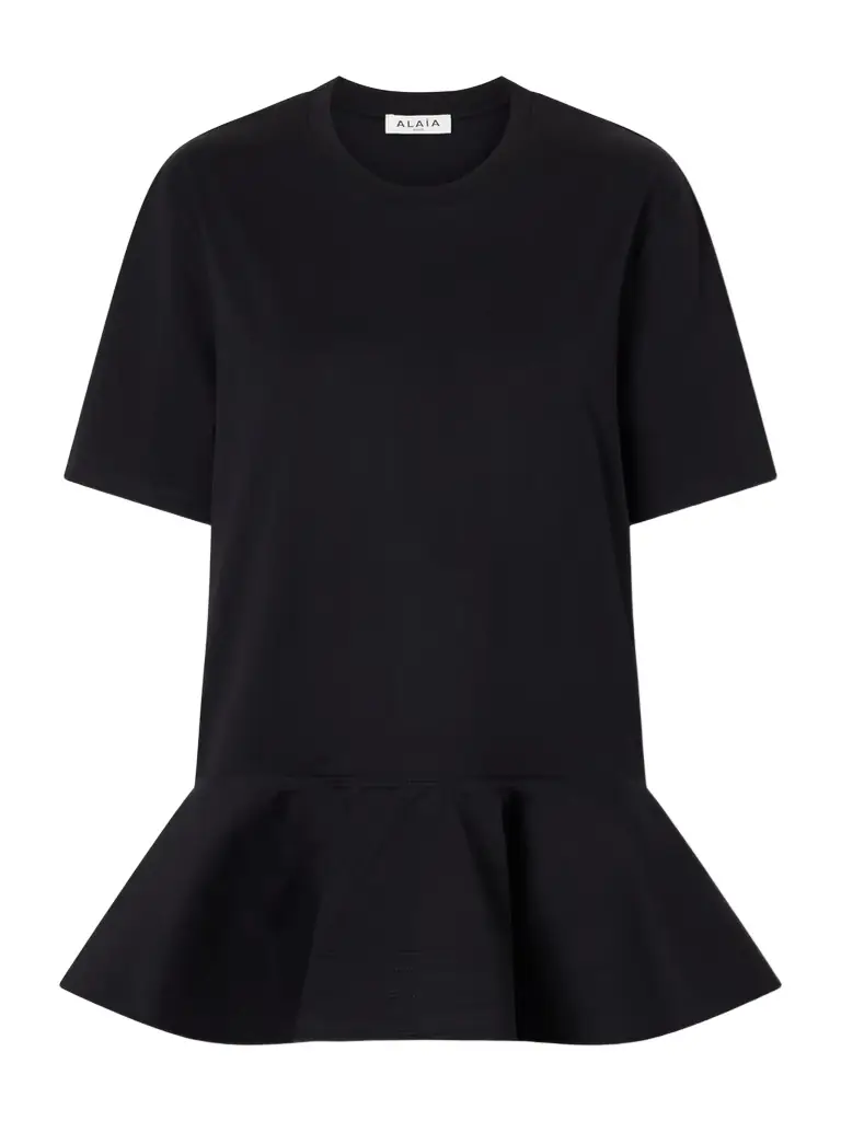 Alaïa Peplum Cotton-jersey T-shirt