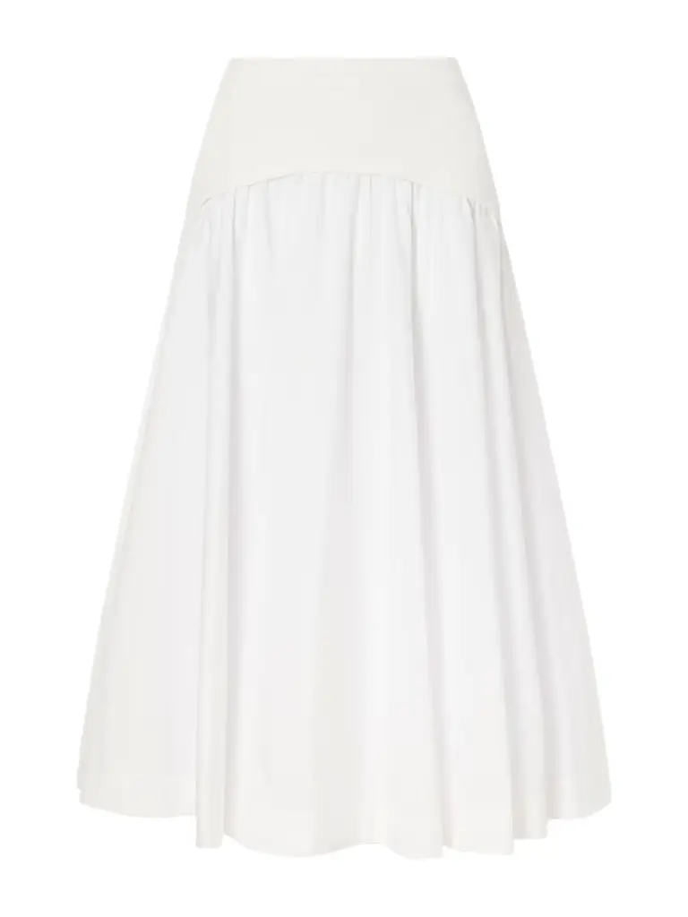 Simkhai Ovie Pleated Ribbed Cotton-poplin Midi Skirt