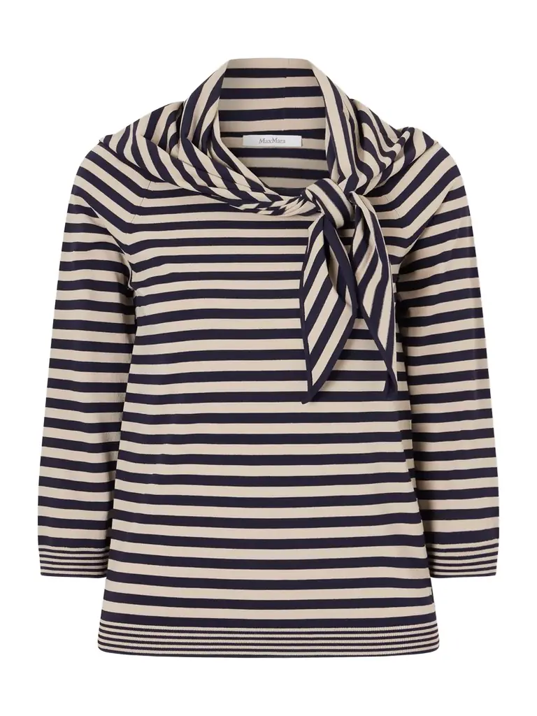 Max Mara Tie-detailed Striped Jersey Sweater
