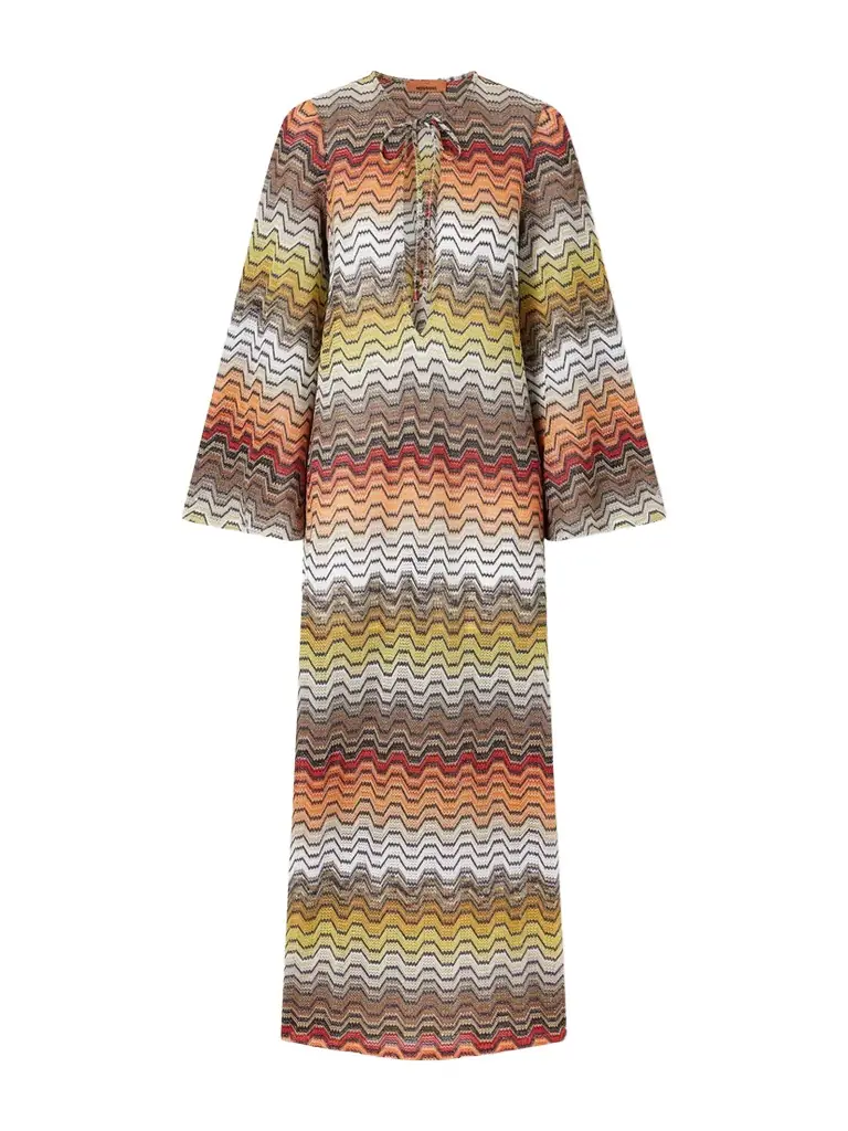 Missoni Mare Striped Metallic Crochet-knit Coverup