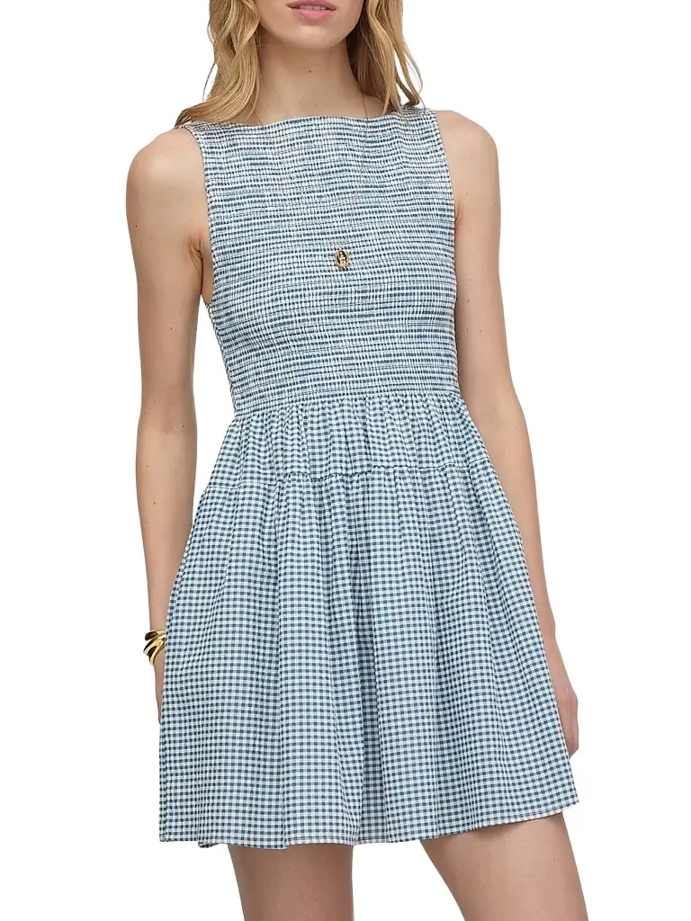 Hill House Home Women's The Cosima Mini Nap Dress - Lagoon Gingham