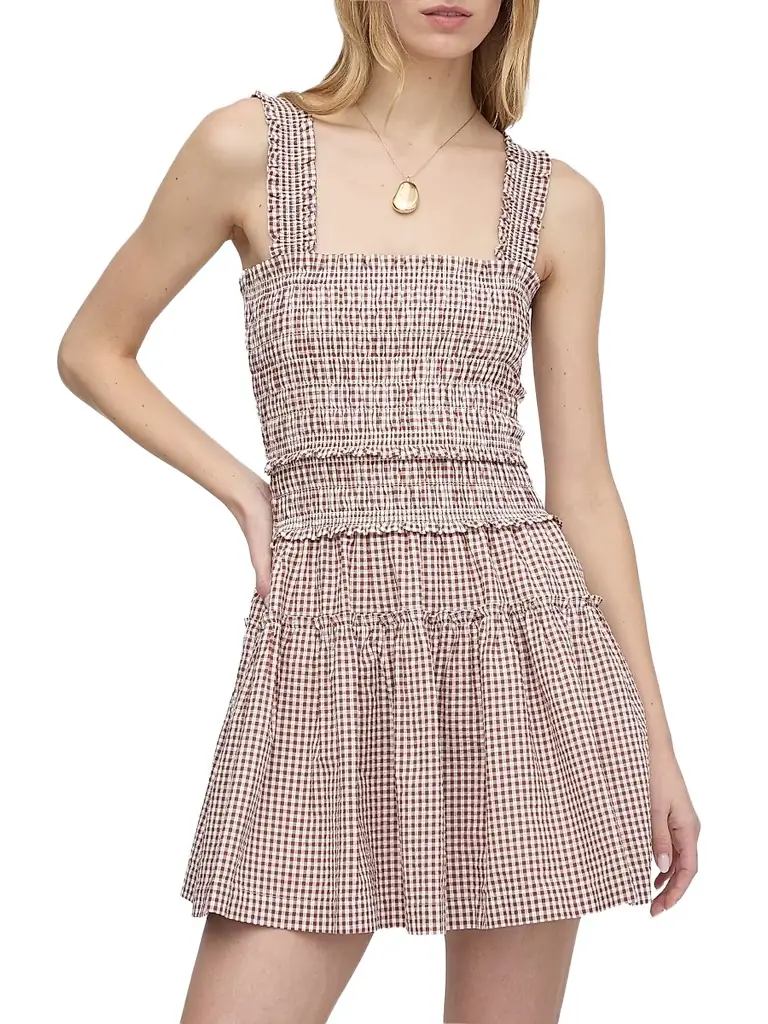 Hill House Home Women's The Azalea Mini Nap Dress - Cognac Gingham