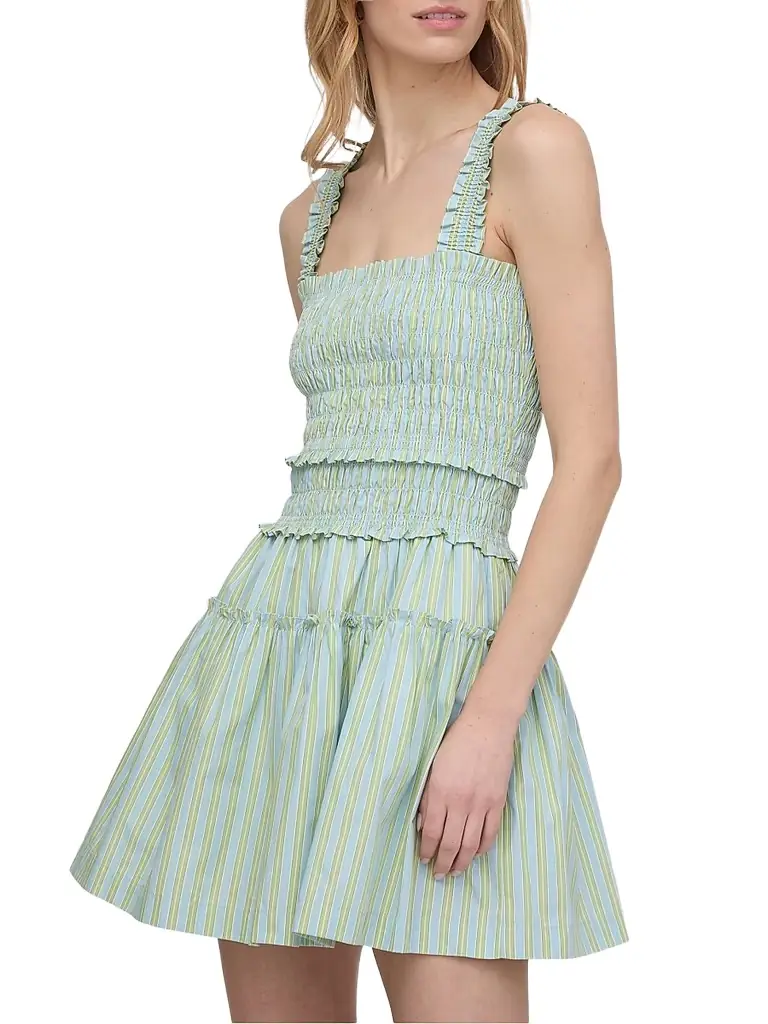 Hill House Home Women's The Azalea Mini Nap Dress - Blue Green Stripe