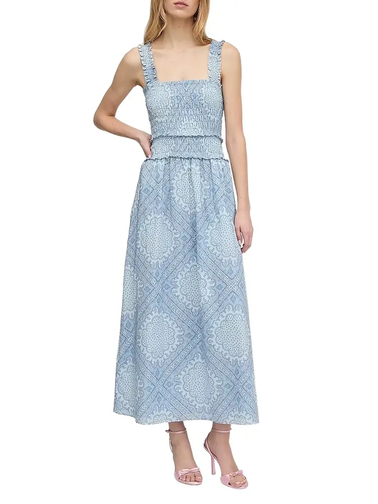 Hill House Home Women's The Azalea Maxi Nap Dress - Dusty Blue Paisley Scarf