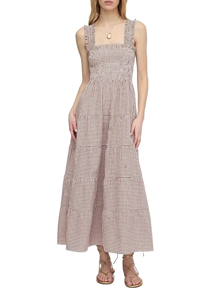 Hill House Home Women's The Goldie Nap Dress - Cognac Gingham