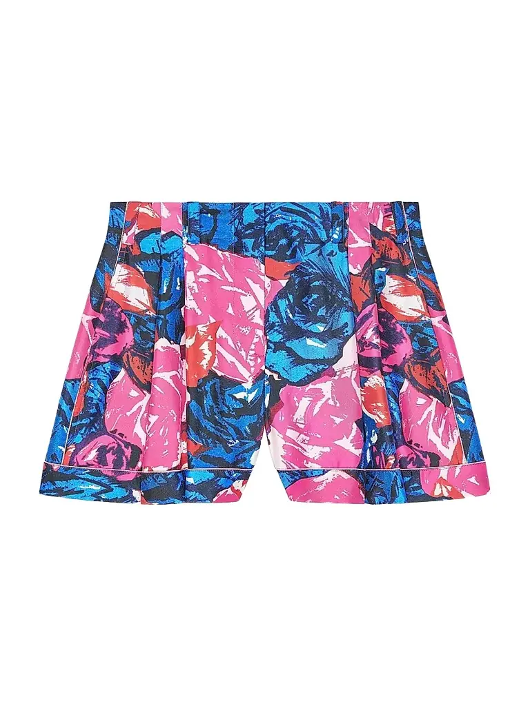 Givenchy Women's Pyjama Shorts in Silk with Floral Print - Royal Blue - Women's Clothing