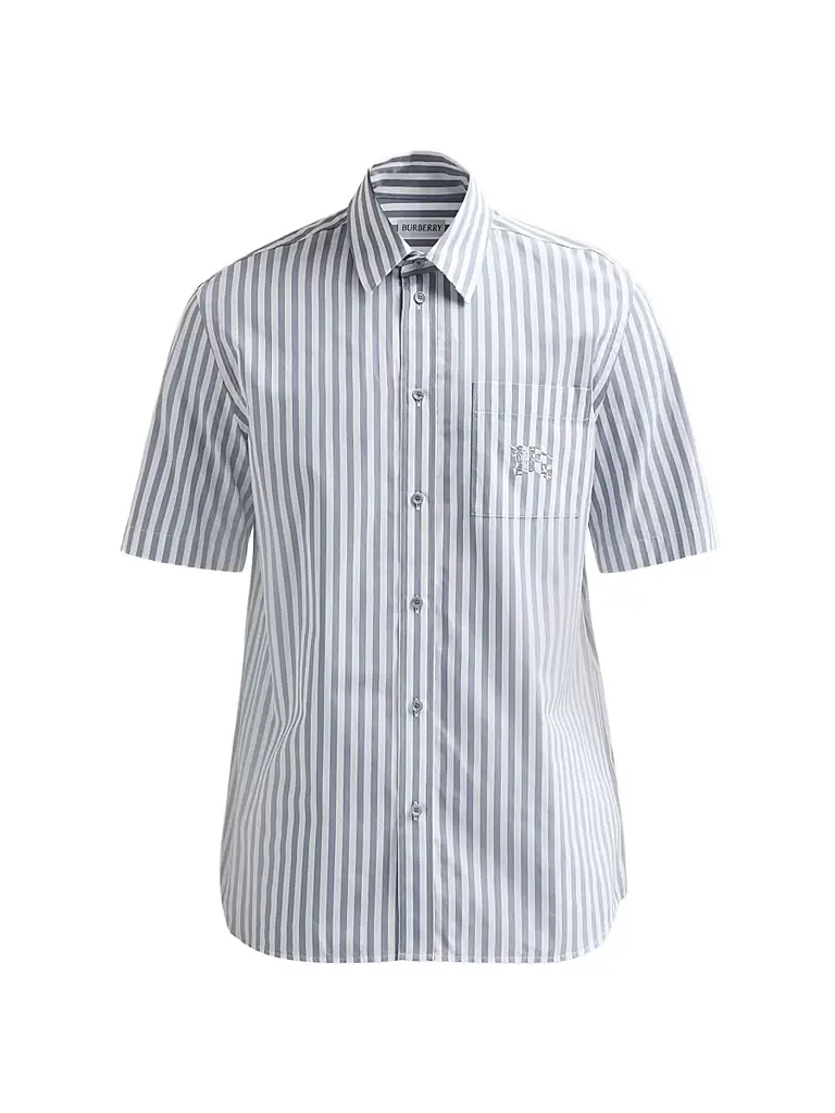 Burberry Men's Robert Striped Cotton Poplin Shirt - Marble Grey White