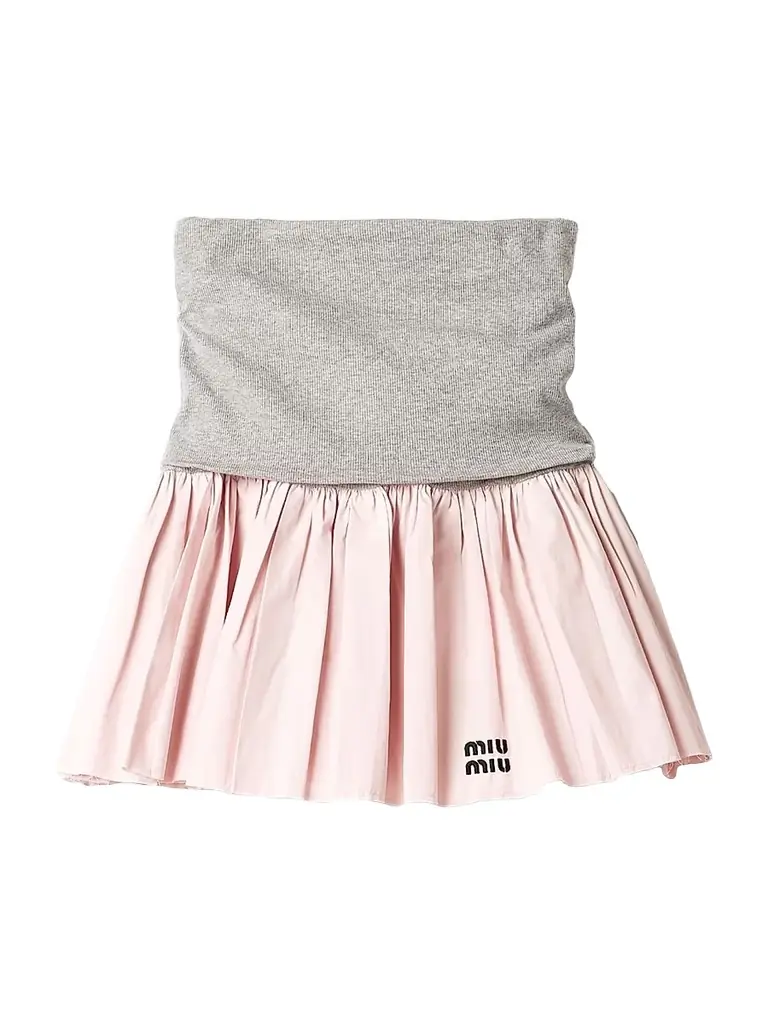 Miu Miu Women's Jersey and Poplin Skirt - Grey Pink