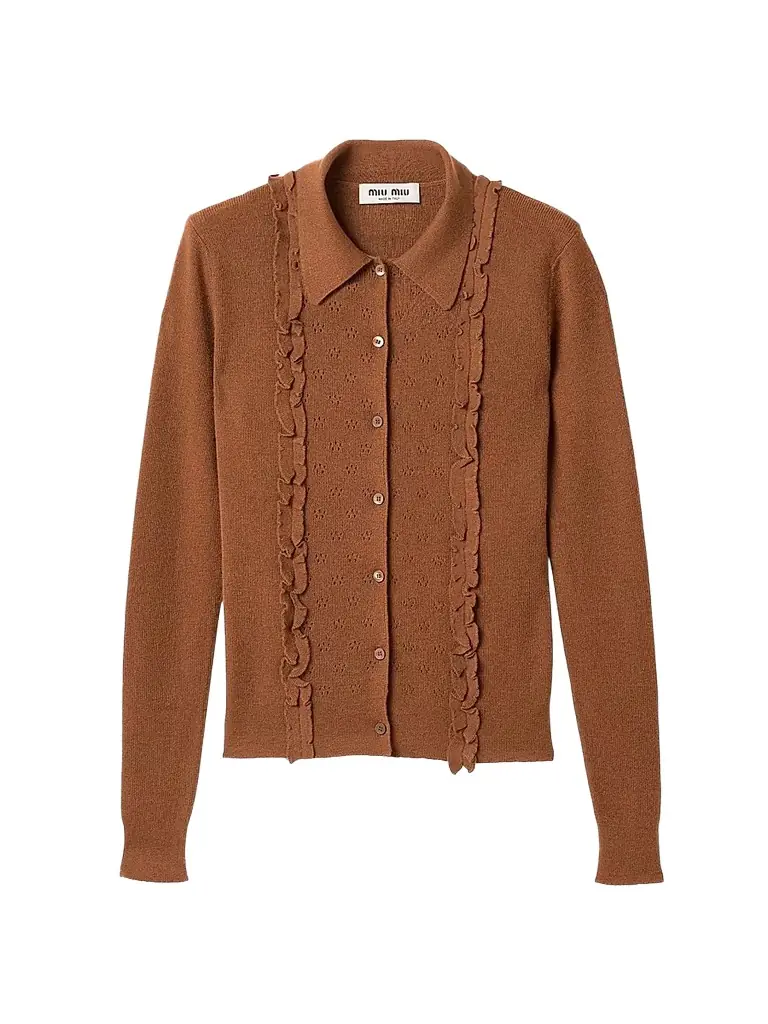 Miu Miu Women's Cashmere and Silk Cardigan - Brown - Women's Clothing