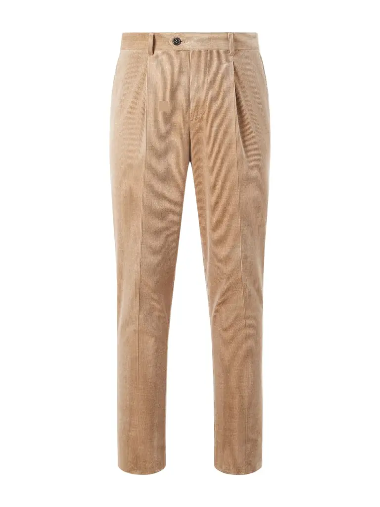 Straight-Leg Pleated Cotton-Blend Corduroy Trousers - Men