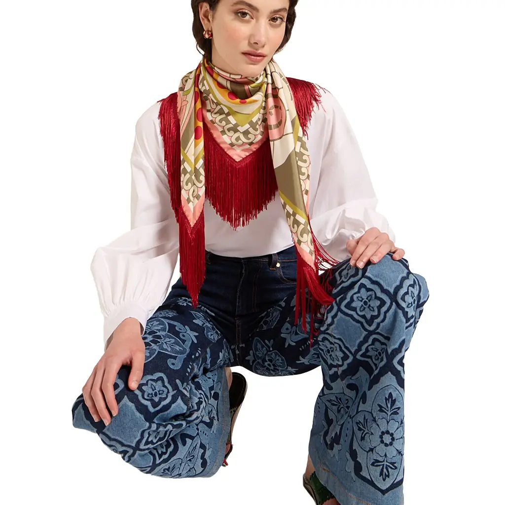 La Double J Reversible Fringe Foulard 90