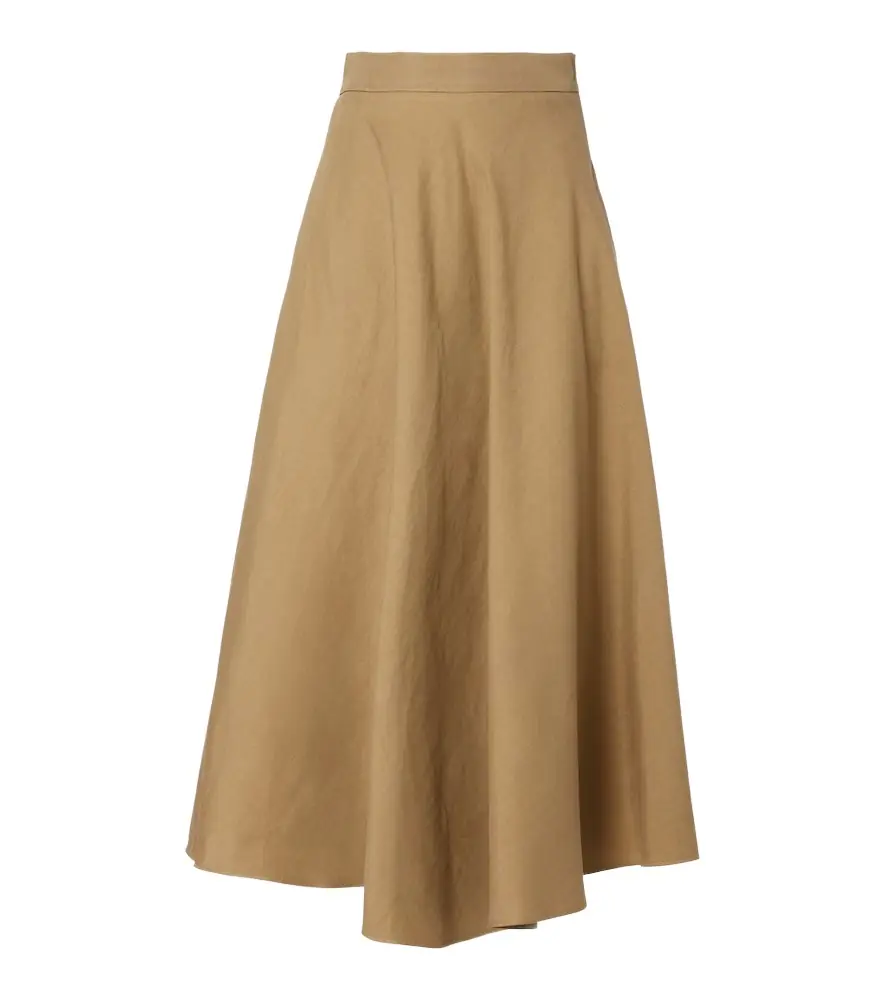Max Mara Linen and silk twill midi skirt