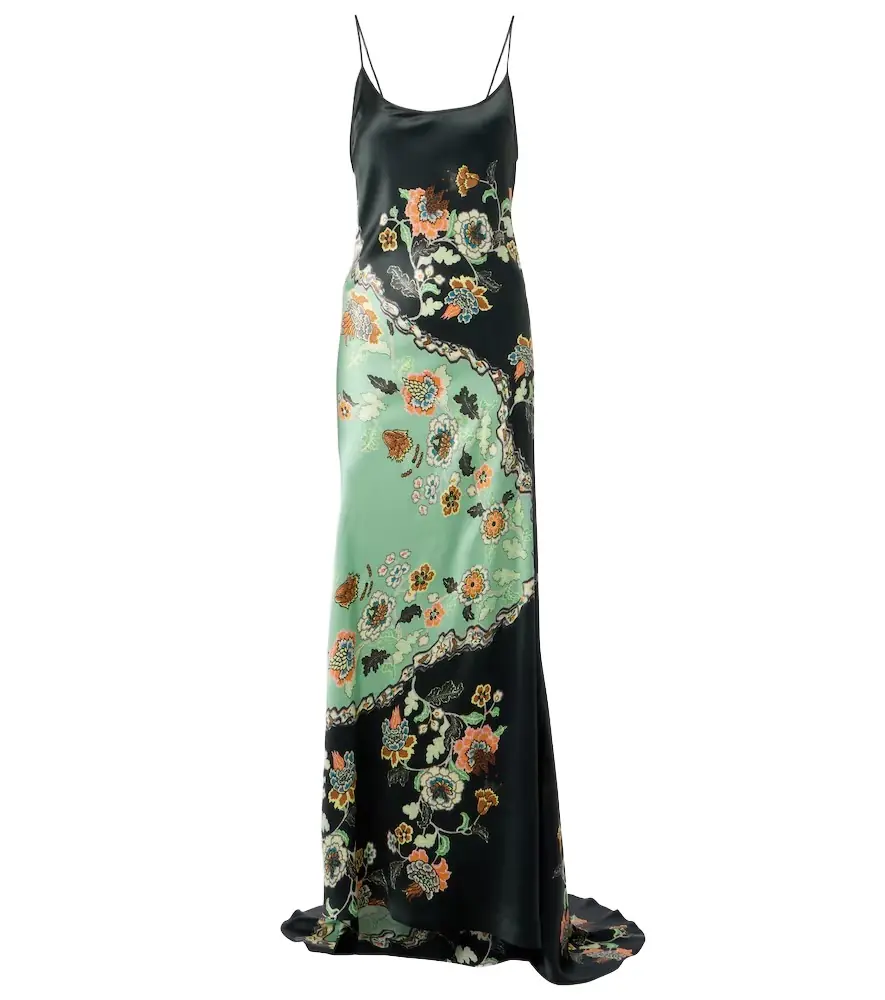 Roberto Cavalli Floral silk satin slip dress