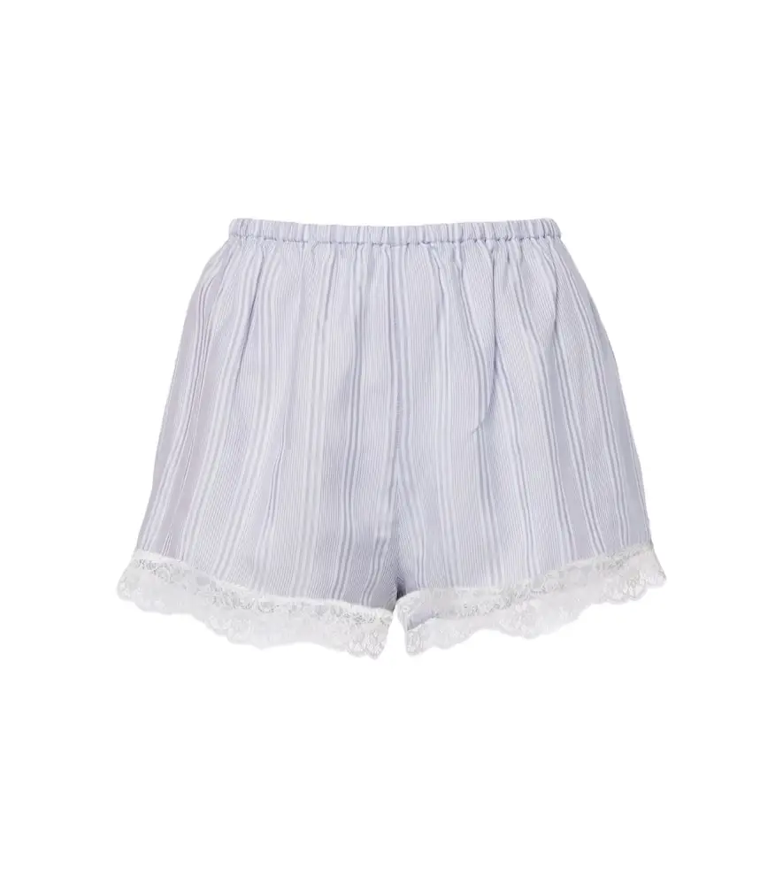 Frame Stripe Lace silk shorts