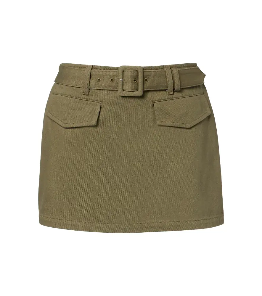 Self-Portrait Belted cotton twill skort