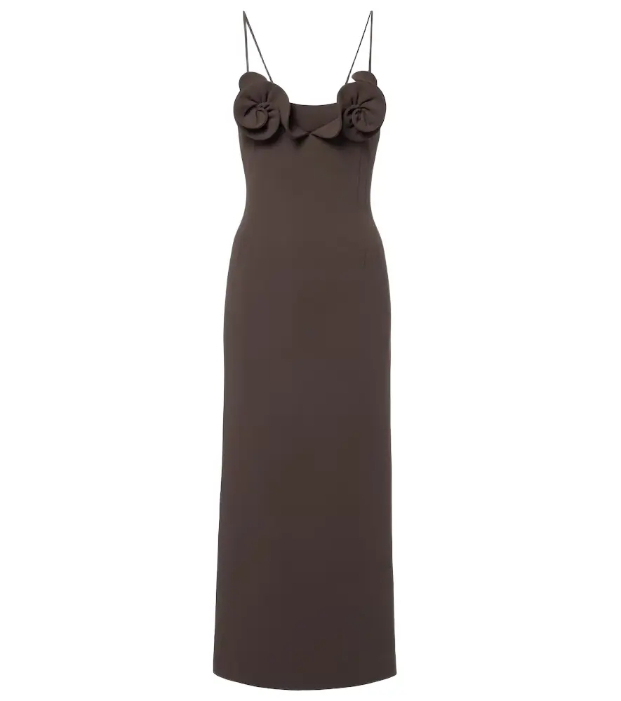 Magda Butrym Floral-appliqué wool-blend midi dress