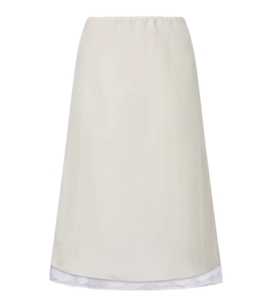 Magda Butrym Lace-trimmed silk-blend midi skirt