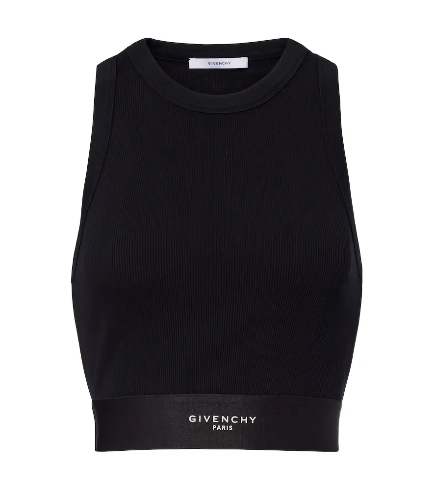Givenchy Logo ribbed-knit cropped cotton tank top