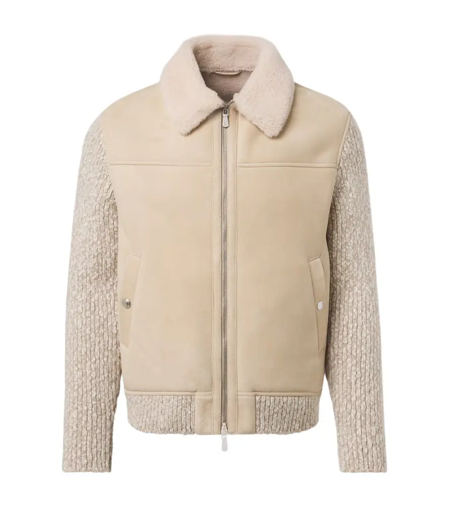 Eleventy Shearling-lined suede jacket