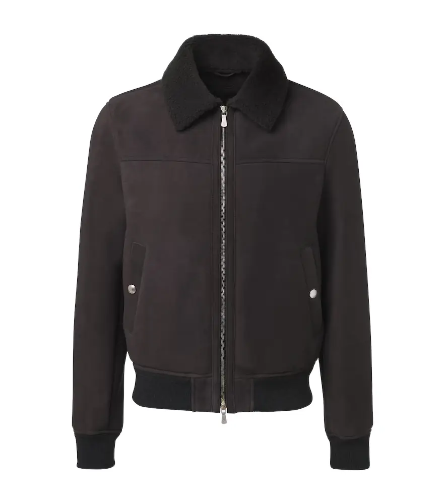 Eleventy Shearling-lined suede jacket