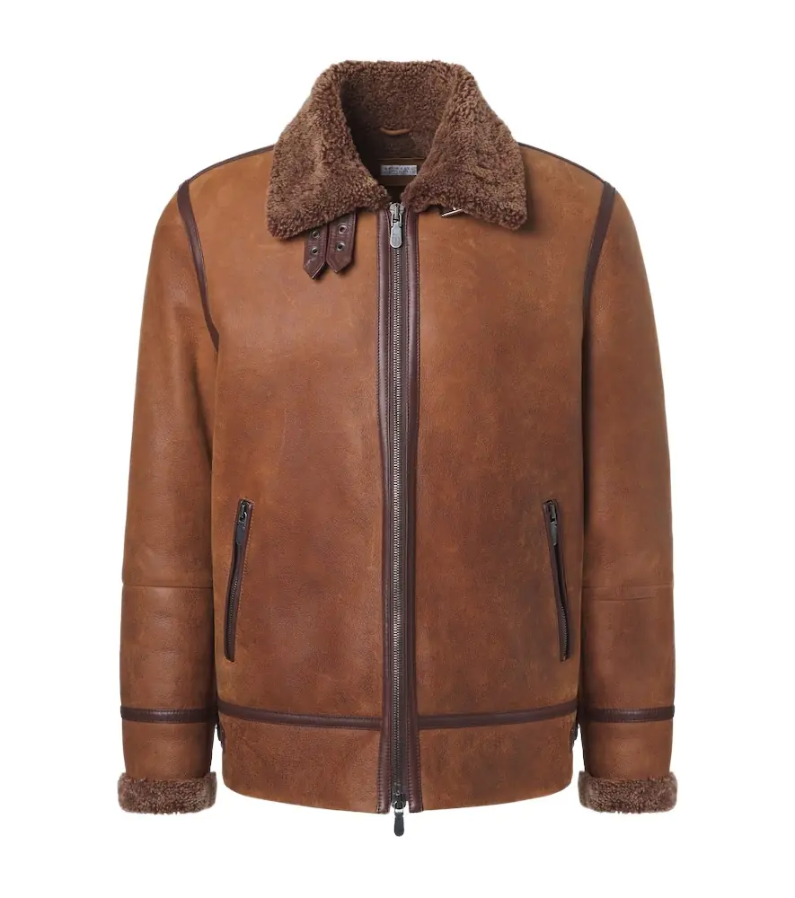 Brunello Cucinelli Shearling-lined leather jacket