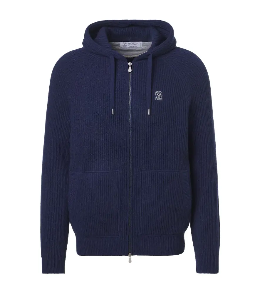 Brunello Cucinelli Ribbed-knit cashmere zip-up cardigan