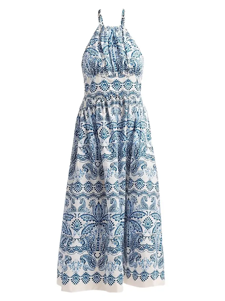 Cara Cara Women's Denise Halterneck Midi Dress - Palm Paisley Sky