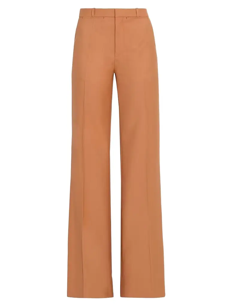 Chloé Women's Wool Wide-Leg Trousers - Tannish Red - Women's Clothing