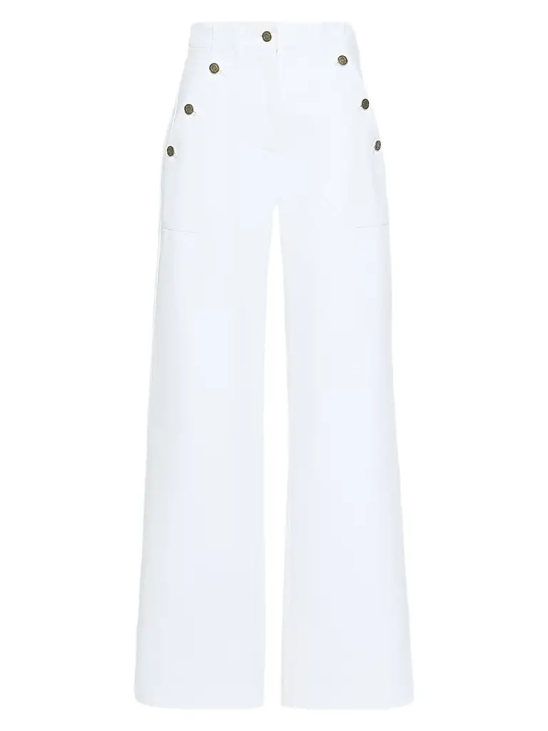 Max Mara Women's Cotton Bull Denim Wide Leg Jeans - White