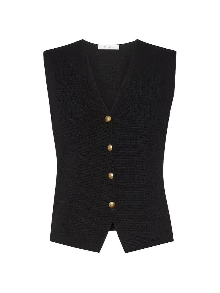 Max Mara Women's Viscose Crepe Yarn Gilet - Black - Women's Clothing