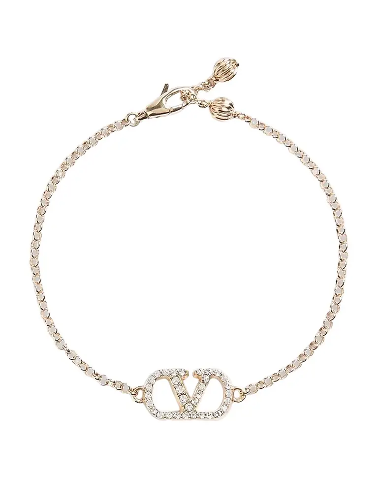 Valentino Garavani Women's VLogo Signature Bracelet in Metal and Swarovski Crystals - Gold Crystal - Women's Jewelry And Watches
