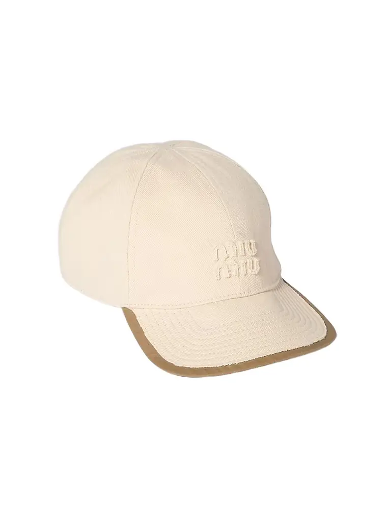 Miu Miu Women's Drill And Poplin Baseball Cap - Beige Khaki - Women's Accessories