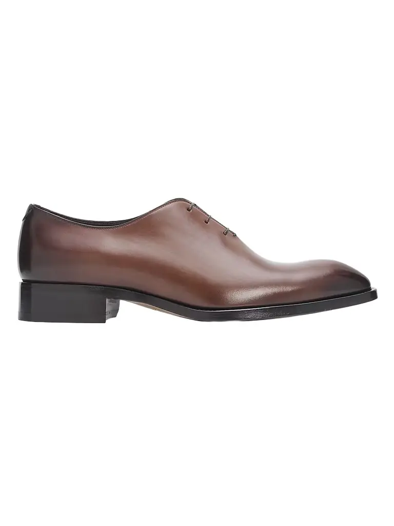 TOM FORD Men's Vincent Burnished Leather Lace-Up Oxfords - Cigar