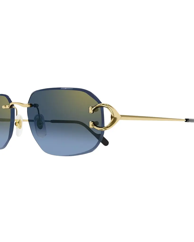 Cartier Men 's Rimless Metal Rectangle Sunglasses