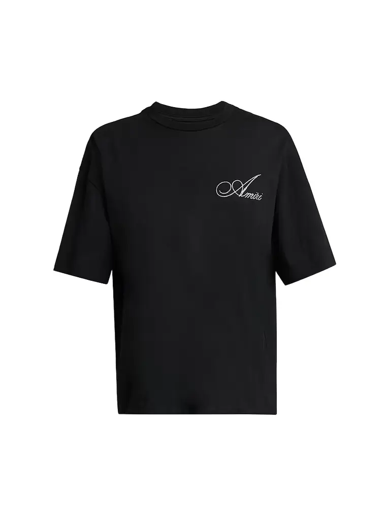 Amiri Men's Crystal-Embellished Logo Cotton T-Shirt - Black