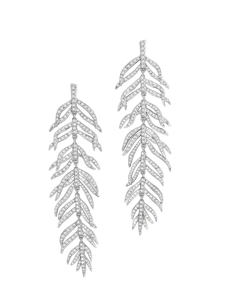 Anabel Aram Women's Palm Sterling Silver-Plated & Cubic Zirconia Drop Earrings - Silver